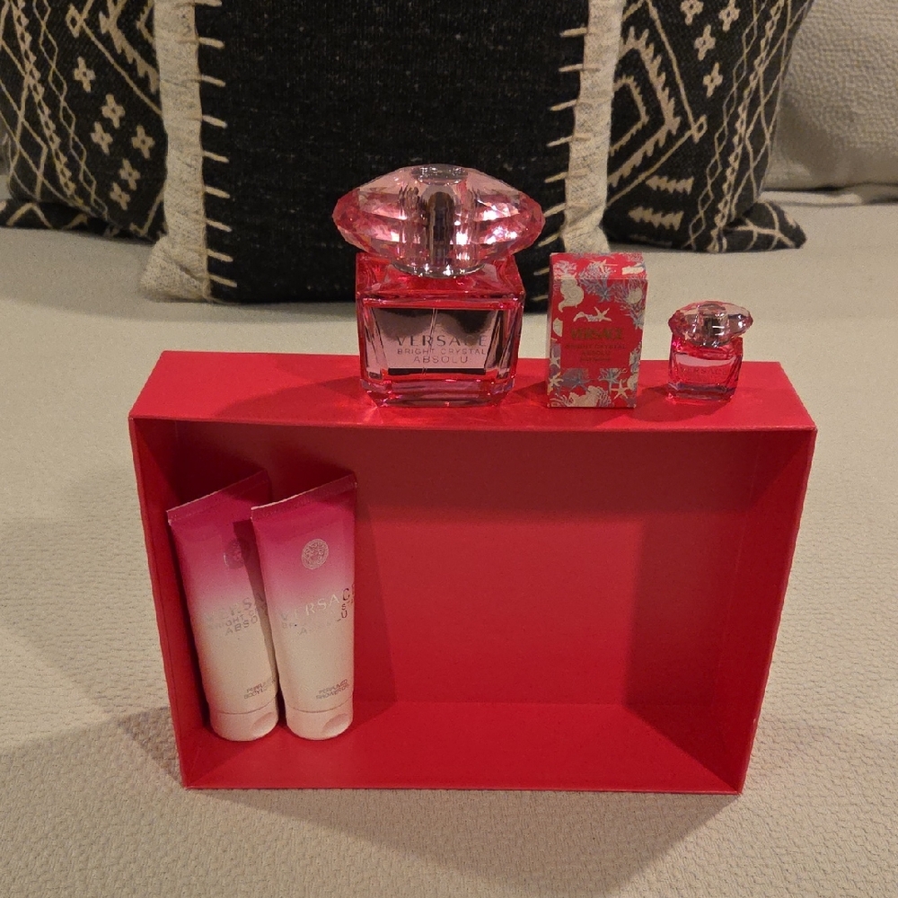 Versace Pink Crystal Absolu Fragrance and Lotion Collection.